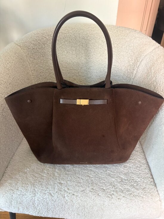DeMellier Handbags - DeMellier Large New York Suede Tote – Mocha Brown, Gold Hardware